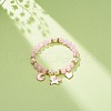 Acrylic Imitation Pearl Stretch Bracelet with Alloy Enamel Charms for Women BJEW-JB08447-4