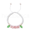 3Pcs 3 Colors Electroplate Glass Beads Braided Bracelets for Women BJEW-TA00594-3