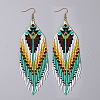 Bohemian Handmade Glass Seed Beads Hexagon Dangle Earrings ZA8204-4-1