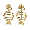 Fish Bone Brass Stud Earrings for Women EJEW-Q389-05G-1