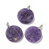 Natural Amethyst Pendants G-P491-04P-04-1