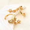 Brass Micro Pave Clear Cubic Zirconia Cuff Earrings EJEW-F370-28G-6