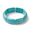 Dyed Synthetic Turquoise Rectangle Beaded Stretch Bracelets BJEW-P299-01A-01-1