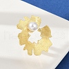 Brass with ABS Plastic Pearl Cuff Rings for Women RJEW-M075-01G-4