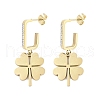 Clover 304 Stainless Steel Dangle Earrings EJEW-L283-091G-1