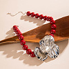 Acrylic Round Beaded Flower Pendant Necklaces with Alloy End Chains FS-WGEE4D6-01-4