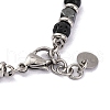 Natural Lava Rock & Magnetic Synthetic Hematite Round Beaded Bracelet BJEW-P339-02P-08-3