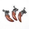 Antique Silver Zinc Alloy Natural & Synthetic Mixed Stone Big Pendants G-F228-63-FF-2