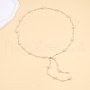 Alloy & Plastic Imitation Pearl Round Beads Bar Link Tassel Waist Chains for Women WG258D9-01-3