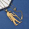 304 Stainless Steel Egyptian Ancient God Anubis Pendant Necklaces NJEW-D318-06G-3