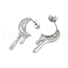 Brass Clear Cubic Zirconia Stud Earrings for Women EJEW-D280-03P-01-2