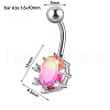 304 Stainless Steel & Bloodstone & Cubic Zirconia Belly Rings WGF3178-02-2