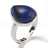 Natural Lapis Lazuli Teardrop Adjustable Rings RJEW-K371-08S-09-2