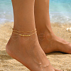 Brass and Iron Round Beaded Ball Chain Double-layer Anklets for Women Daily Holiday Wear UH1961-1