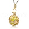 Golden Tone Brass Hollow Round Cage Pendants KK-J226-01G-2