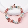 Natural Amazonite & Strawberry Quartz Chip Stretch Bracelets BJEW-JB04490-04-1