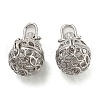 Rack Plating Brass Hollow Round Cage Pendants KK-P238-02P-1