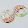Transparent Resin & Walnut Wood Pendants RESI-S389-036A-D01-2