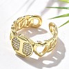 Brass Micro Pave Clear Cubic Zirconia Open Cuff Rings for Women RJEW-K289-02G-I-2