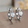 Heart Brass Micro Pave Clear Cubic Zirconia Hoop Earrings WGF4C00-01-2