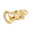 Rack Plating Brass Micro Pave Clear Cubic Zirconia Pendants KK-B093-24G-2