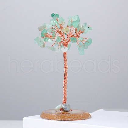 Natural Green Aventurine Chips Tree of Life Decorations DJEW-PW0012-044A-1