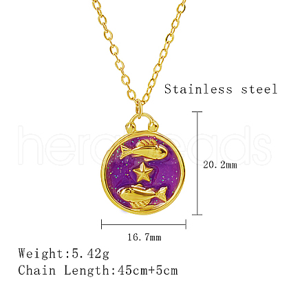 Stainless Steel Enamel Constellation Pendant Necklaces DJ0261-11-1-1