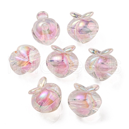 UV Plating Rainbow Iridescent Acrylic Beads OACR-F004-02H-1