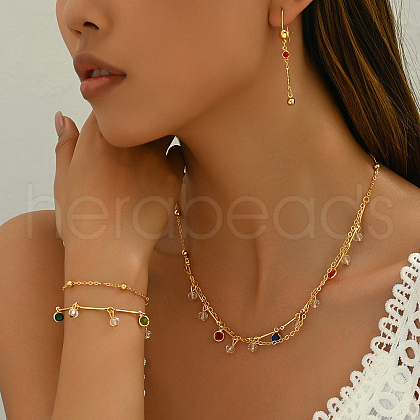 Brass Colorful Rhinestone Tassel Jewelry Set for Women ZG0656-1