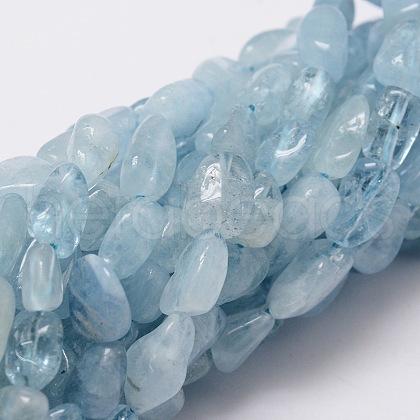 Natural Aquamarine Chip Bead Strands X-G-M298-20-1