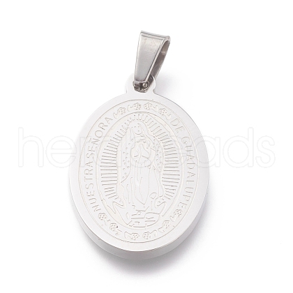 Non-Tarnish 304 Stainless Steel Lady of Guadalupe Pendants STAS-O138-14P-1