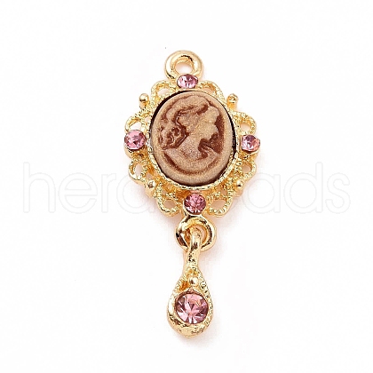 Alloy Cameo Oval Resin Pendants ENAM-M055-38G-03-1