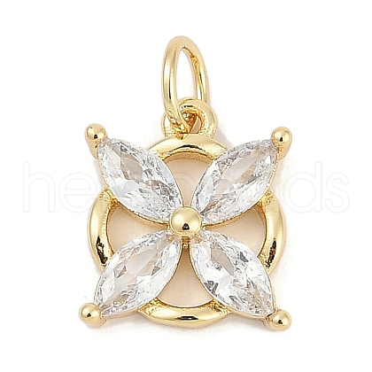 Brass Micro Pave Clear Cubic Zirconia Charms KK-G522-37G-1