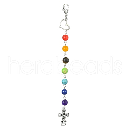 Crucifix Cross & Heart Alloy Pendant Decorations HJEW-JM01541-1