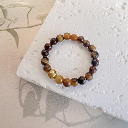 Natural Tiger Eye Stretch Rings IE6207-7-1