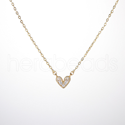 Golden Brass Heart Pendant Necklace for Women WZ0134-2-1-1
