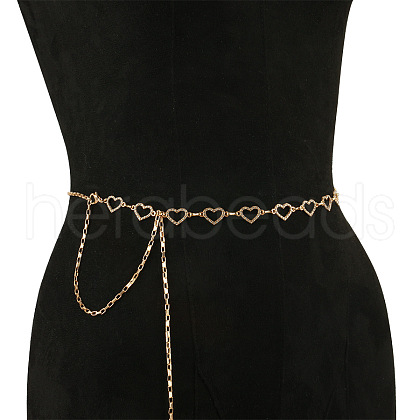 Alloy Crystal Rhinestone Heart Link Waist Body Chains WG9CB89-01-1