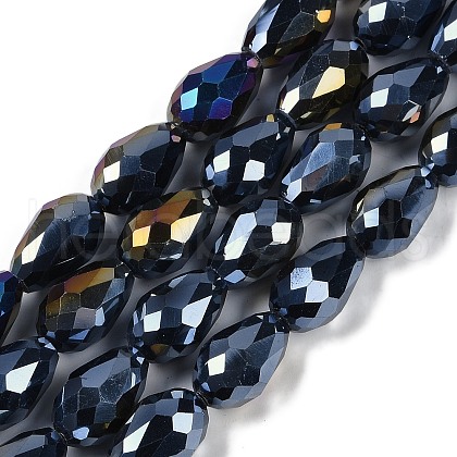 Opaque Solid Color Electroplate Glass Beads Strands EGLA-N013-P6mm-B01-1