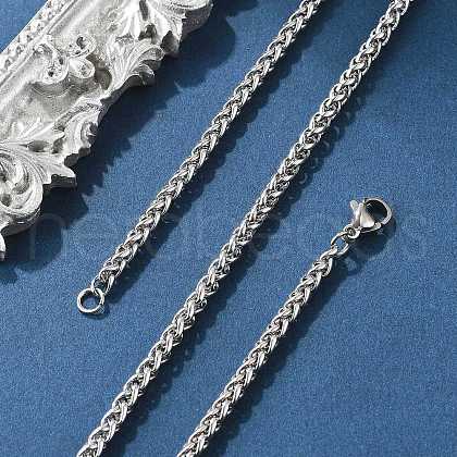 Tarnish Resistant 304 Stainless Steel Wheat Chain Necklaces NJEW-O058-26P-1