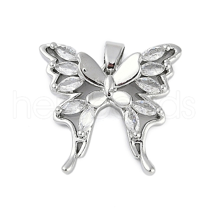 Rack Plating Brass Cubic Zirconia Pendants KK-C082-03P-1