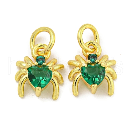 Rack Plating Brass Micro Pave Cubic Zirconia Spider Charms ZIRC-I065-02E-1