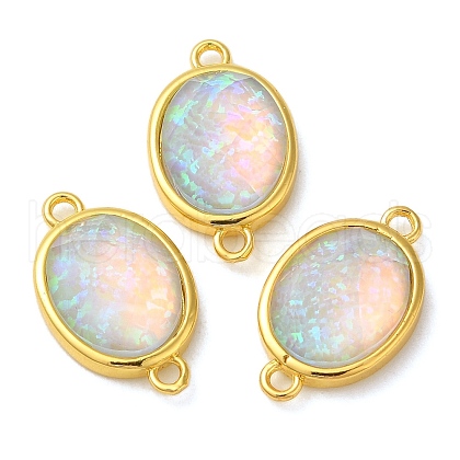 Synthetic Opal Connector Charms KK-S370-03G-02-1