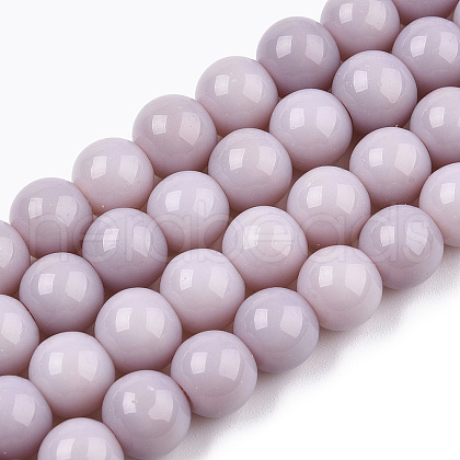 Opaque Solid Color Glass Beads Strands X-GLAA-T032-P8mm-07-1