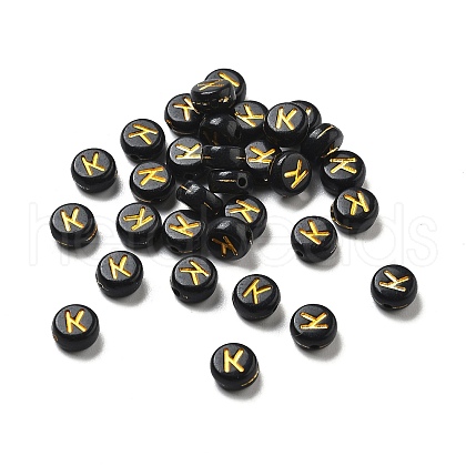 Plating Opaque Acrylic Beads OACR-R005-03K-1