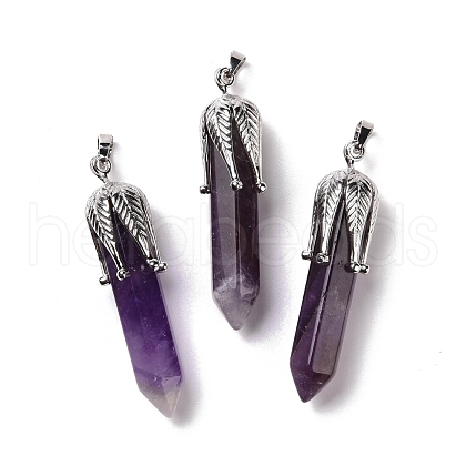 Natural Amethyst Big Pointed Pendants G-E059-03AS-04-1