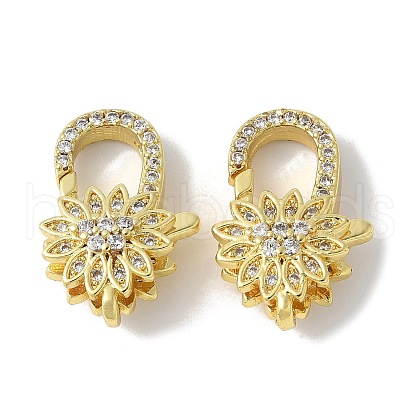Brass Micro Pave Cubic Zirconia Lobster Claw Clasps KK-F893-05G-1