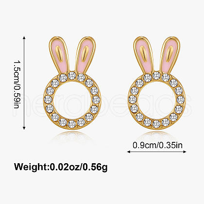 Rabbit Brass Micro Pave Clear Cubic Zirconia Stud Earrings FS-WGF953E-03-1