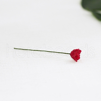 Resin Simulation Rose Model with Iron Wire PW-WG49153-04-1