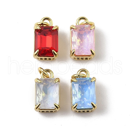 Brass Micro Pave Cubic Zirconia Charms with Glass Crystal KK-Q039-02G-1