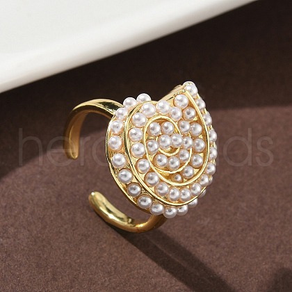 ABS Plastic Pearl Finger Rings RJEW-L128-02G-1